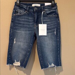 NWT KanCan Blue Distressed Denim Jean shorts Modern Fit